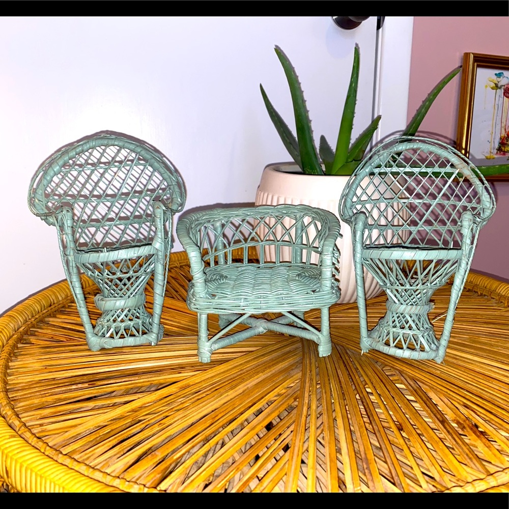 Boho rattan peacock chair 3 piece set